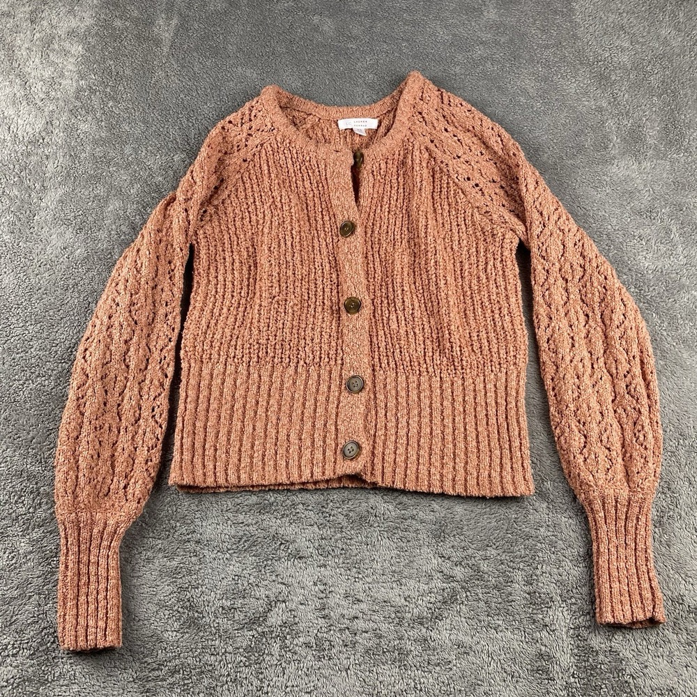 Lauren Conrad Sweater Womens XS Orange‎ Long Sleeve Button Up